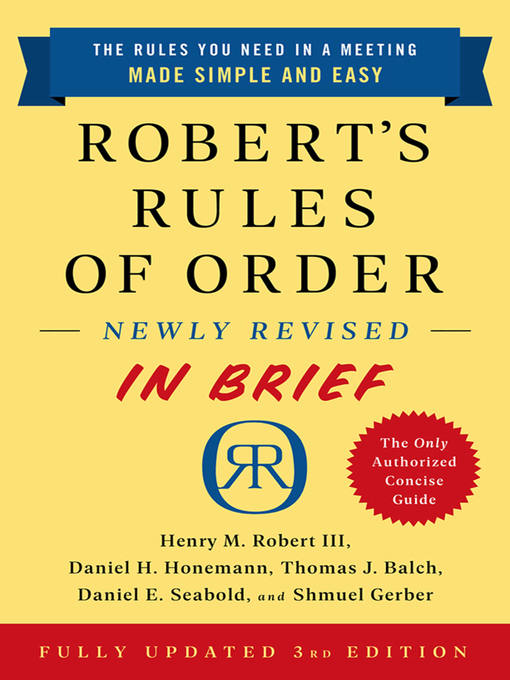 Title details for Robert's Rules of Order by Henry M. Robert III - Available